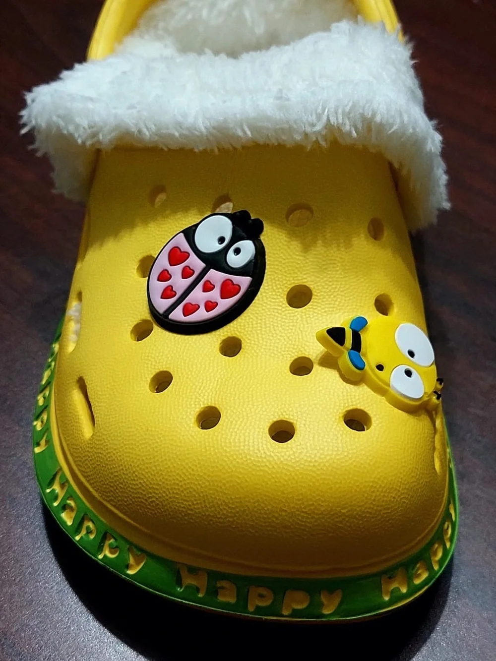 Kids Yellow Fur Lined Clogs Slippers with Charms Size US 6 Toddler (22-23)